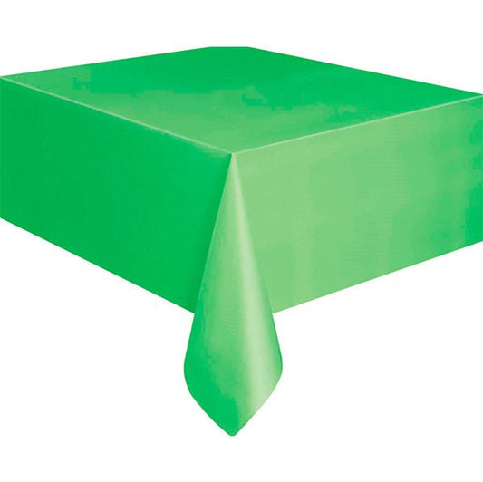 Lime Green Rectangular Plastic Tablecover 137cm x 274cm - The Party Marketplace