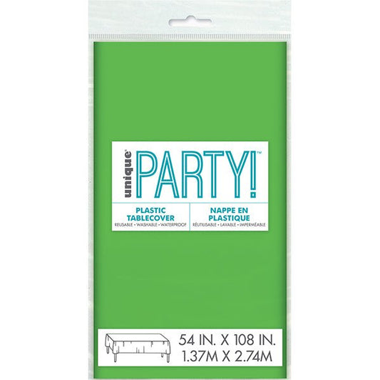 Lime Green Rectangular Plastic Tablecover 137cm x 274cm - The Party Marketplace