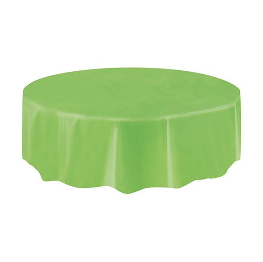 Lime Green Round Plastic Tablecover 213cm - The Party Marketplace