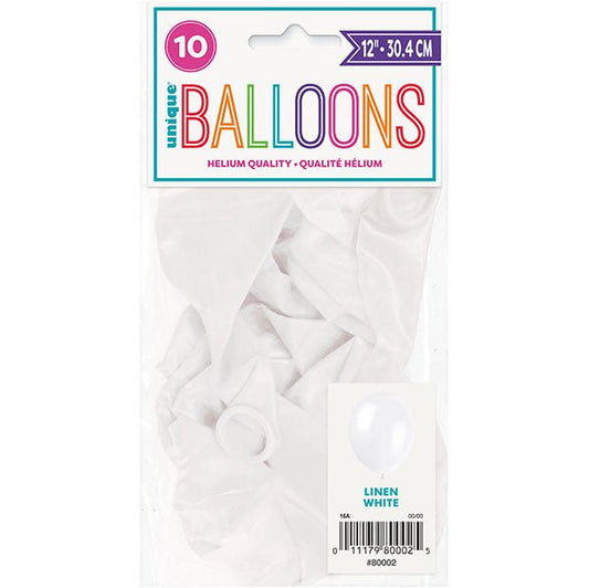 Linen White Premium Decorator Balloons 30cm (Pack of 10) - The Party Marketplace