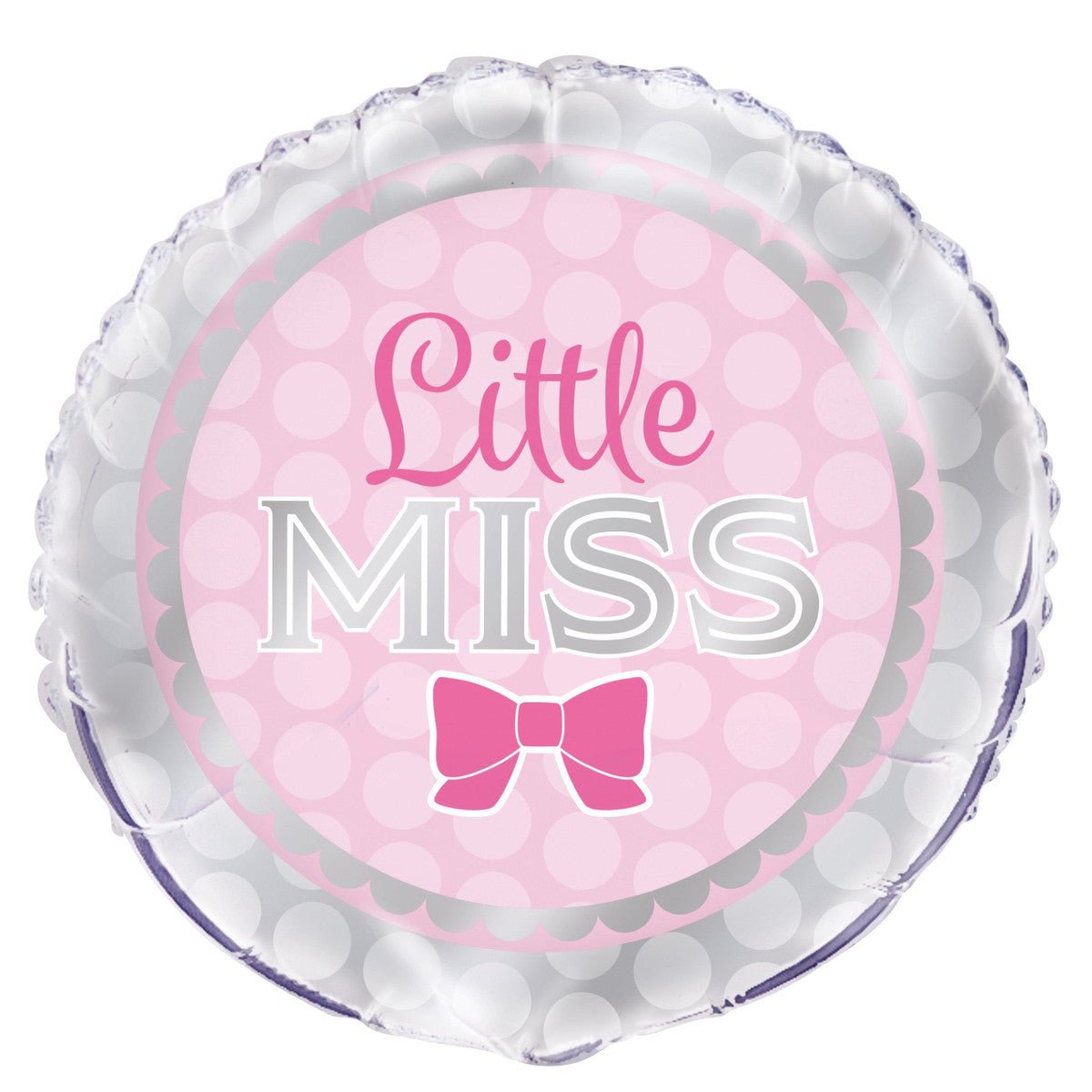 "Little Miss" Pink Girl Bow Foil Balloon 45cm - The Party Marketplace