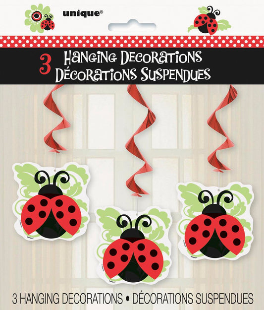 Lively Ladybugs Hanging Swirl Decorations (Pack of 3) - The Party Marketplace