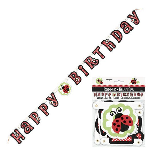 Lively Ladybugs "Happy Birthday" Jointed Banner - 1.62m - The Party Marketplace