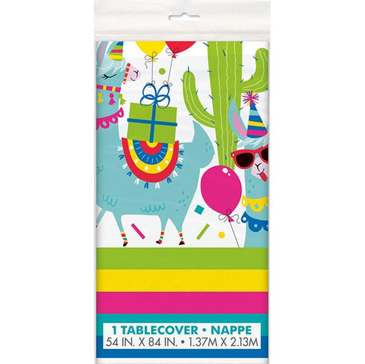 Llama Birthday Printed Tablecover 137cm x 213cm - The Party Marketplace