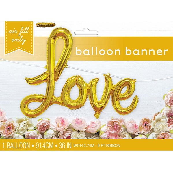 "Love" Gold Foil Balloon Banner Kit - The Party Marketplace