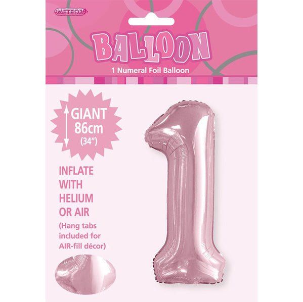 Lovely Pink "1" Numeral Foil Balloon (86cm) - The Party Marketplace
