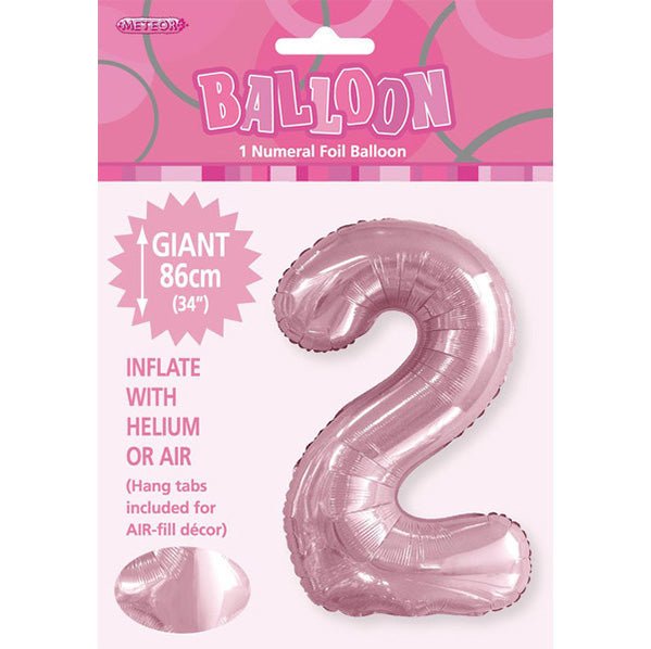 Lovely Pink "2" Numeral Foil Balloon (86cm) - The Party Marketplace