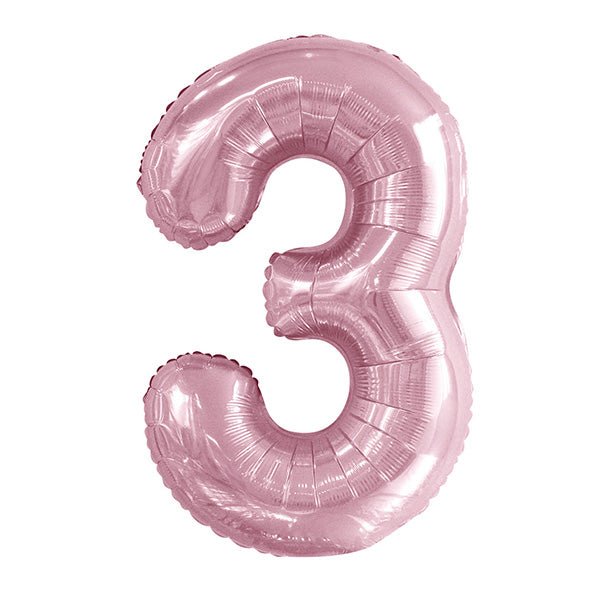 Lovely Pink "3" Numeral Foil Balloon (86cm) - The Party Marketplace