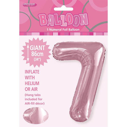 Lovely Pink "7" Numeral Foil Balloon (86cm) - The Party Marketplace