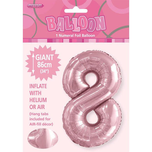 Lovely Pink "8" Numeral Foil Balloon (86cm) - The Party Marketplace