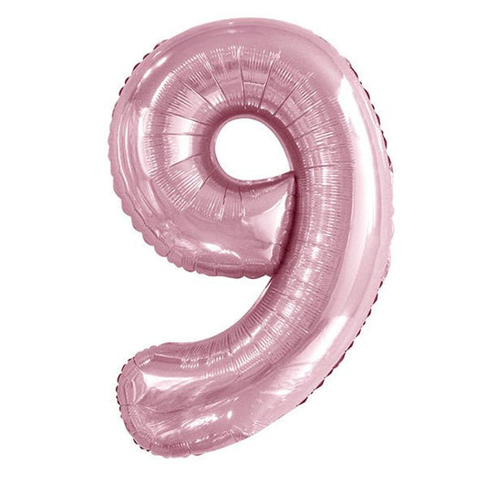 Lovely Pink "9" Numeral Foil Balloon (86cm) - The Party Marketplace