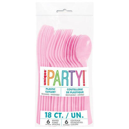 Lovely Pink Assorted Cutlery (Pack of 18) - The Party Marketplace