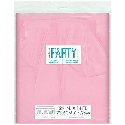 Lovely Pink Plastic Tableskirt 73cm x 4.3m - The Party Marketplace