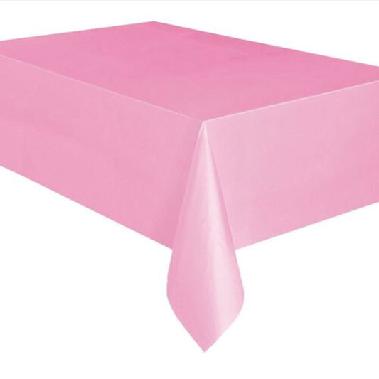 Lovely Pink Rectangular Plastic Tablecover 137cm x 274cm - The Party Marketplace