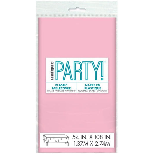Lovely Pink Rectangular Plastic Tablecover 137cm x 274cm - The Party Marketplace