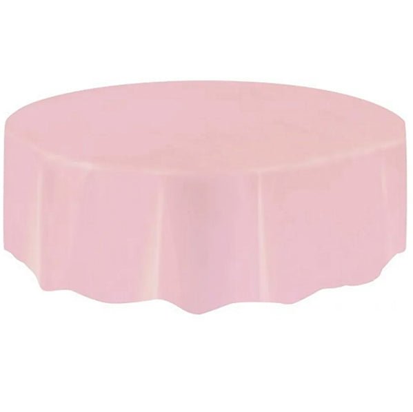 Lovely Pink Round Plastic Tablecover 213cm - The Party Marketplace