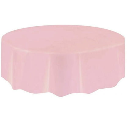 Lovely Pink Round Plastic Tablecover 213cm - The Party Marketplace