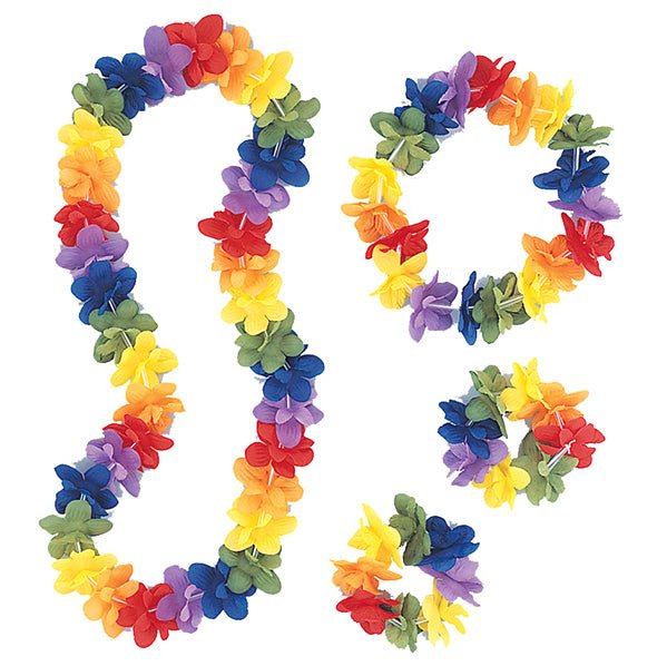Luau 4 Piece Flower Lei Set - Multicolour - The Party Marketplace