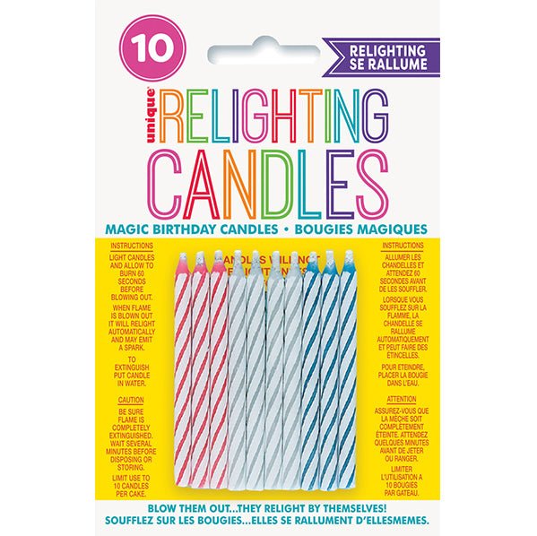 Magic Spiral Candles - Multicolour (Pack of 10) - The Party Marketplace