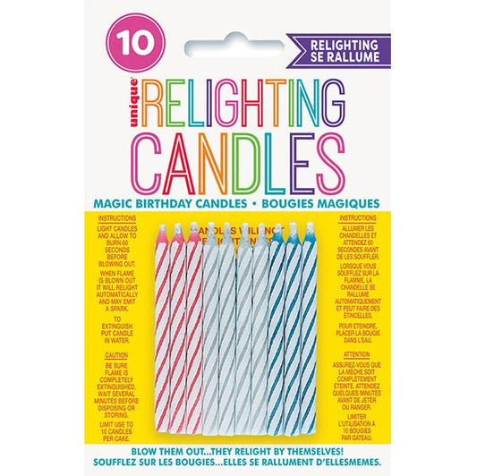Magic Spiral Candles - Multicolour (Pack of 10) - The Party Marketplace