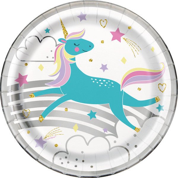 Magical Unicorn Foil Stamped Paper Plates 18cm (Pack of 8) - The Party Marketplace