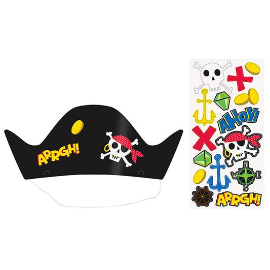 Make Your Own Party Hats - Ahoy Pirate (Pack of 8) - The Party Marketplace