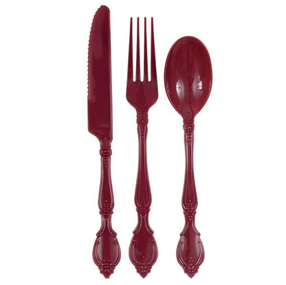 Maroon Reusable Cutlery (Pack of 12) - The Party Marketplace