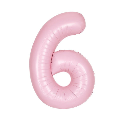 Matte Lovely Pink "6" Numeral Foil Balloon (86cm) - The Party Marketplace