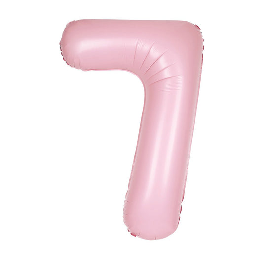 Matte Lovely Pink "7" Numeral Foil Balloon (86cm) - The Party Marketplace