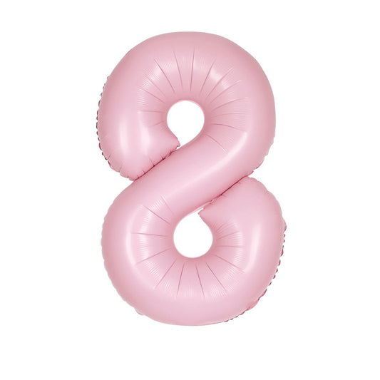 Matte Lovely Pink "8" Numeral Foil Balloon (86cm) - The Party Marketplace