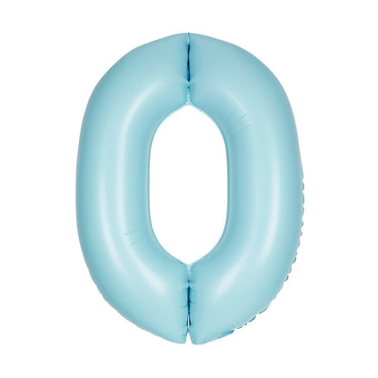 Matte Powder Blue "0" Numeral Foil Balloon (86cm) - The Party Marketplace
