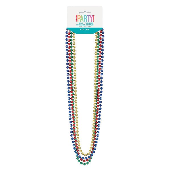Metallic Bead Necklace - Assorted (Pack of 4) - The Party Marketplace