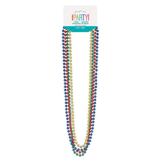 Metallic Bead Necklace - Assorted (Pack of 4) - The Party Marketplace