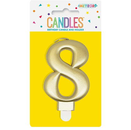 Metallic Gold Numeral Candle - 8 - The Party Marketplace