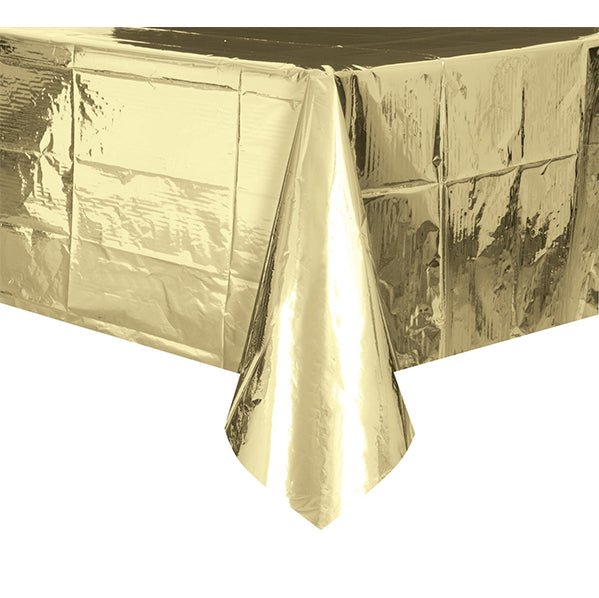 Metallic Gold Plastic Tablecover 137cm x 274cm - The Party Marketplace