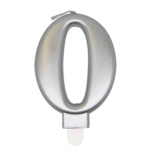 Metallic Silver Numeral Candle - 0 - The Party Marketplace