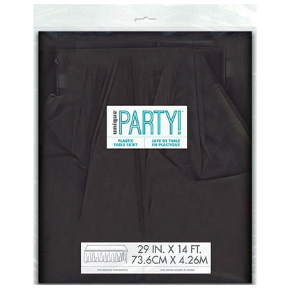 Midnight Black Plastic Tableskirt 73cm x 4.3m - The Party Marketplace
