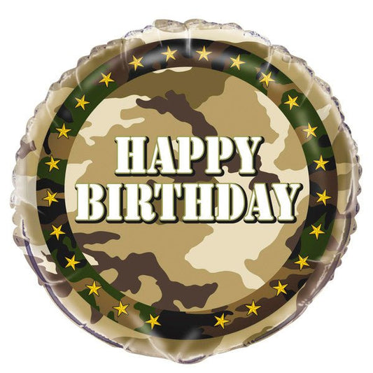 Military Camouflage "Happy Birthday" Foil Balloon 45cm - The Party Marketplace