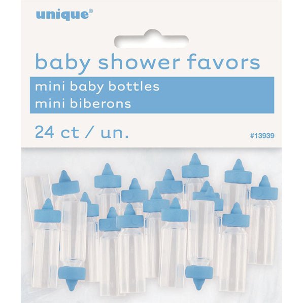 Mini Baby Bottles - Blue (Pack of 24) - The Party Marketplace