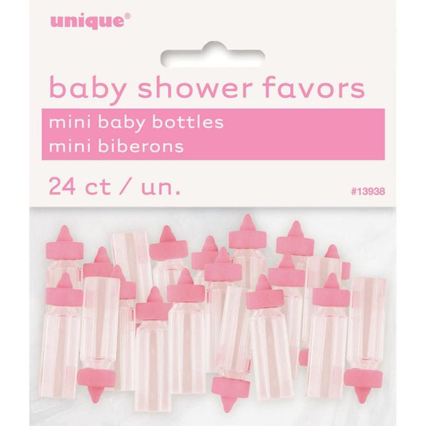 Mini Baby Bottles - Pink (Pack of 24) - The Party Marketplace