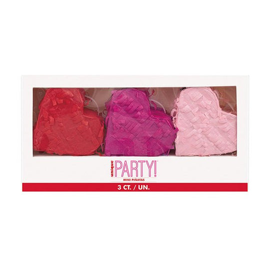 Mini Piñata - Assorted Hearts (Pack of 3) - The Party Marketplace