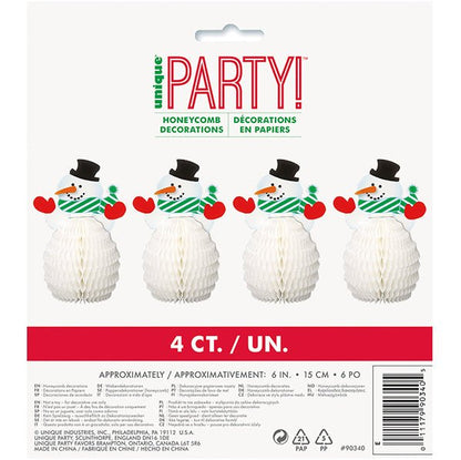Mini Snowman Honeycomb Decorations (Pack of 4) - The Party Marketplace