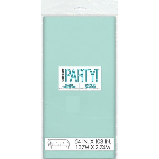 Mint Rectangular Plastic Tablecover 137cm x 274cm - The Party Marketplace