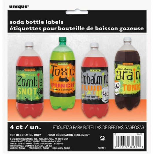 Monster Lab Soft Drink Labels (Pack of 4) - The Party Marketplace