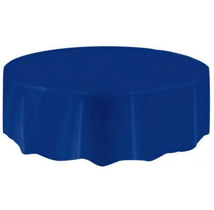 Navy Blue Round Plastic Tablecover 213cm - The Party Marketplace