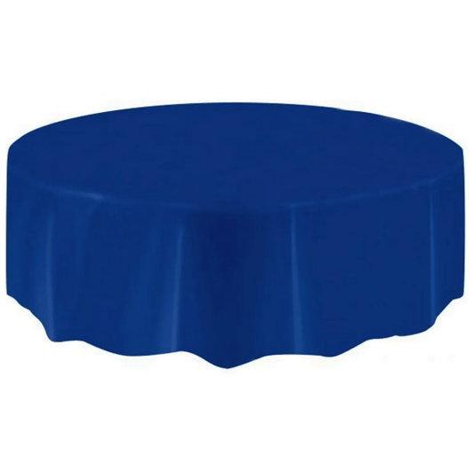 Navy Blue Round Plastic Tablecover 213cm - The Party Marketplace