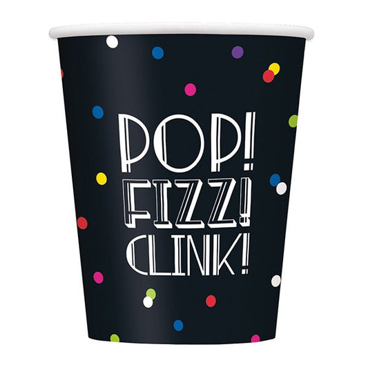 Neon Dots New Year Paper Cups 270ml (Pack of 8) - The Party Marketplace