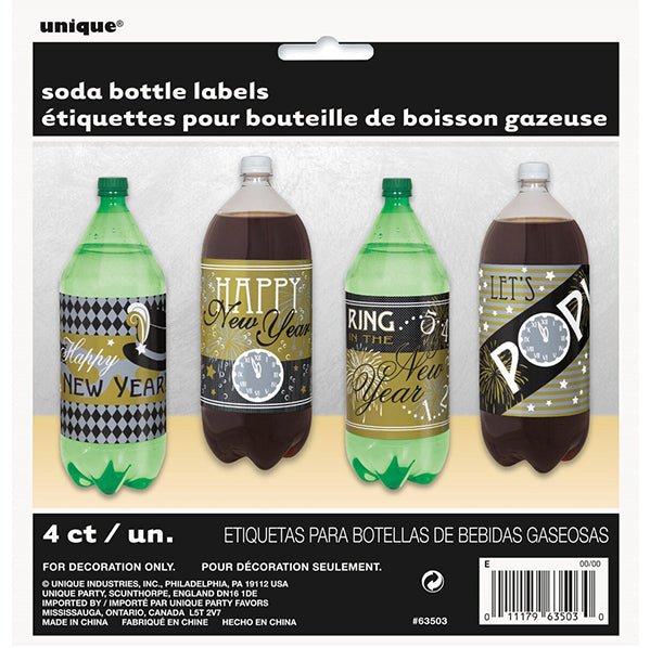 New Year Soft Drink Labels (Pack of 4) - The Party Marketplace
