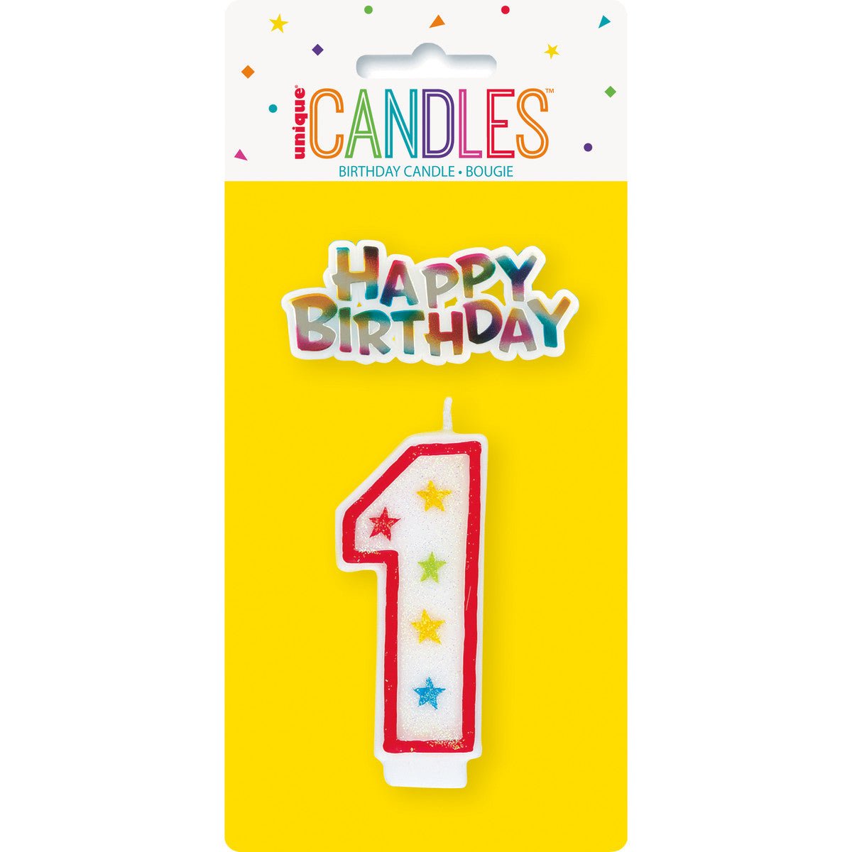 Numeral Candle with Happy Birthday Cake Topper - 1 - The Party Marketplace