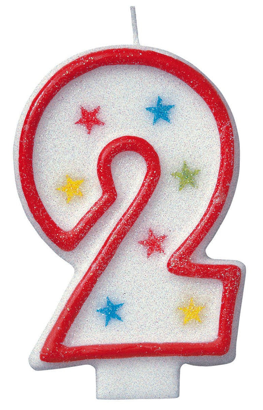 Numeral Candle with Happy Birthday Cake Topper - 2 - The Party Marketplace
